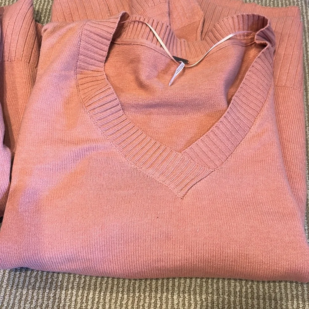 NWT: Free People Pink V-Neck Sweater - Picture 7 of 10